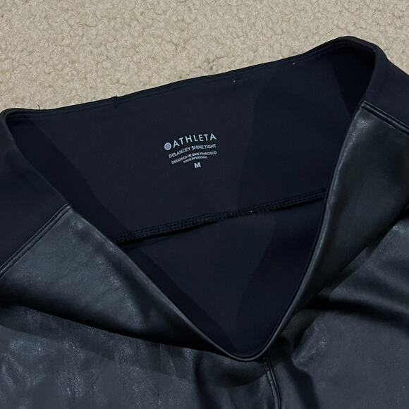 Athleta Delancey Shine Tight Faux Leather Black Size Medium - Picture 3 of 8